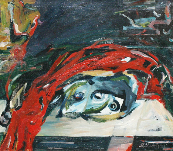 Gjergj Noc Martini after fishing. oil on canvas